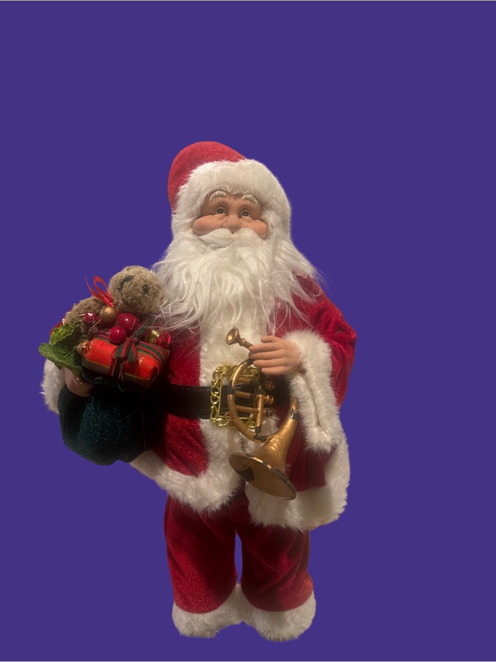 Classic Santa Figurine in Red and White with Gold Horn